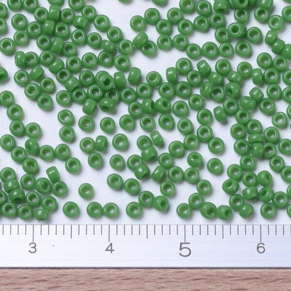 decff34b29af99c93af02fad9bcb2f21 MIYUKI 11-411 Round Rocailles Beads 11/0, RR411 Opaque Green, 10g/bag