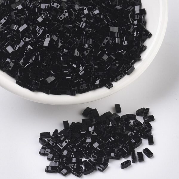 f0edbc7057ea149f713f1e9f2ab6f518 1 MIYUKI HTL401 Half TILA Beads - Opaque Black Seed Beads, 10g/bag