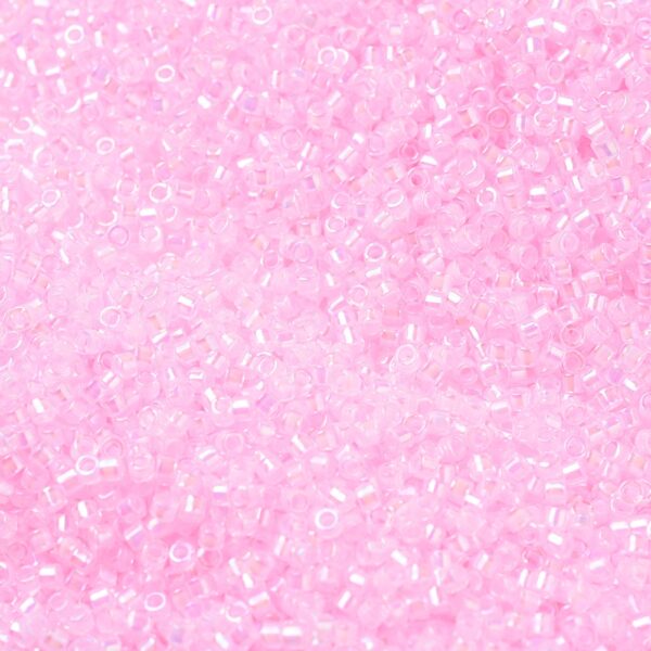 01a56b87cdd95fd74b649ec663f8c512 MIYUKI DB0055 Delica Beads 11/0 - Transparent Pink Lined Crystal AB, 100g/bag