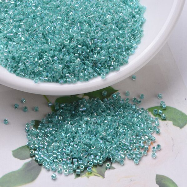 9809027de65edd62a2f9d05941eef217 MIYUKI DB0079 Delica Beads 11/0 - Transparent Turquoise Green Lined Crystal AB, 100g/bag