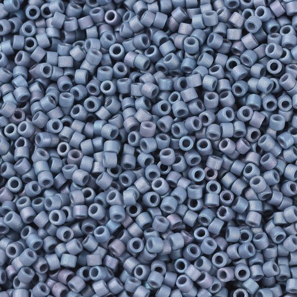 SEED J020 DB0376 1 MIYUKI DB0376 Delica Beads 11/0 - Opaque Matte Metallic Steel Blue Luster, 100g/bag
