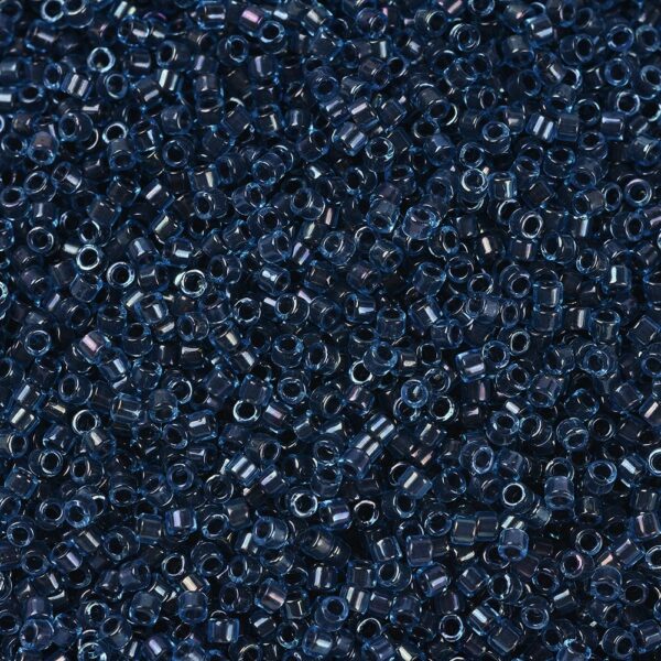 ba48be56ac3ab99ebc6020380dd372f4 MIYUKI DB0286 Delica Beads 11/0 - Transparent Midnight Blue Lined Aqua AB, 100g/bag