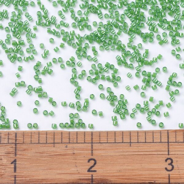 c6daf445b1e62a35479e13383eec4953 MIYUKI DB0274 Delica Beads 11/0 - Transparent Lined Pea Green Luster, 100g/bag