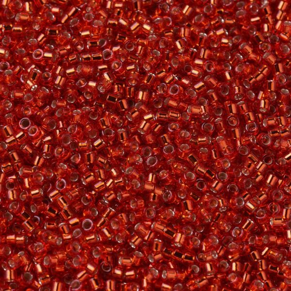 f4c65c53f9f870137f5a00efb0e42770 MIYUKI DB0043 Delica Beads 11/0 -Transparent Silver-Lined Red, 100g/bag