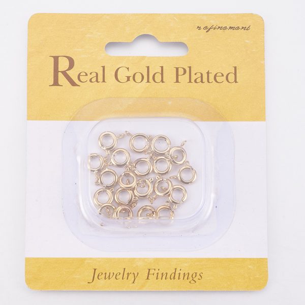 050864d8ac13ffebc030985ed06e69d3 Real 18K Gold Plated Brass Spring Ring Clasps, Nickel Free, 10x7x2mm, Hole: 1.5mm, 20 pcs/ bag