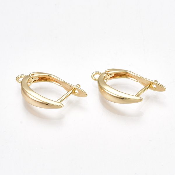 26c849018fc4291a04fa0e290dbd0444 Real 18K Gold Plated Brass Hoop Earring Findings, Nickel Free, 21x12x3.5mm, Hole: 1.5mm; Pin: 1mm, 2 pcs/ bag
