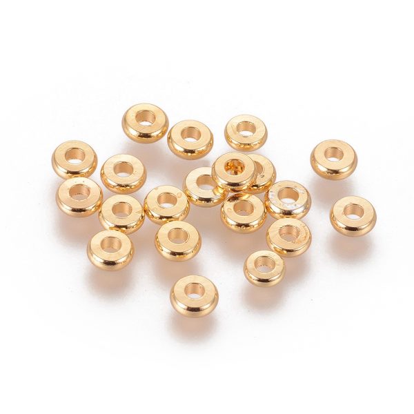 2db780d38623e0ccece09f53ea1b2038 Real 18K Gold Plated Brass Disc Spacer Beads, 4x1mm, Hole: 1.2mm, 20 pcs/ bag