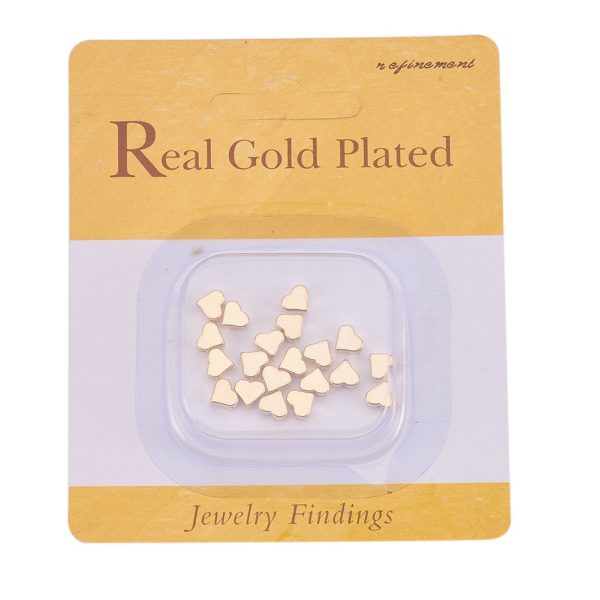 37c217f59f3a3f82535f805737288d87 Real 18K Gold Plated Brass Heart Beads, Nickel Free, 6x7x3mm, Hole: 1mm, 20 pcs/ bag