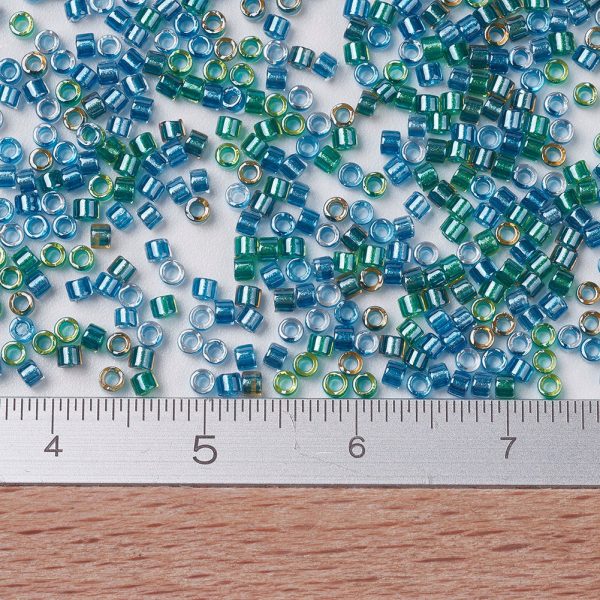 3b17c213b81435b9229947cd11d7e317 MIYUKI DB0985 Delica Beads 11/0 - Transparent Sparkling Lined Caribbean Mix (Blue Green), 100g/bag