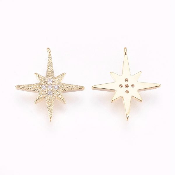 3d22f871deef33795e56fc0ccbd950a5 Real 18K Gold Plated Brass Star Charms, Micro Pave Cubic Zirconia Pendants, Nickel Free, 17.5x15.5x2mm, Hole: 1mm, 2 pcs/ bag