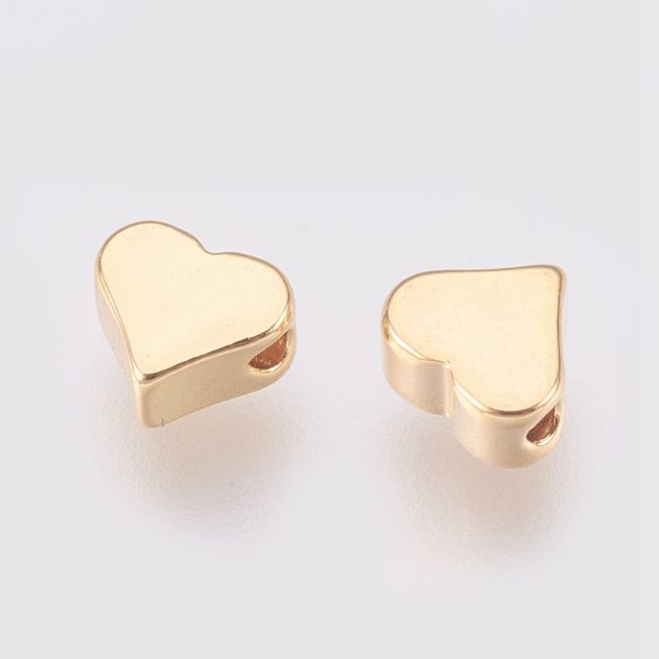 4a7f184199941416647f8be0d118be44 Real 18K Gold Plated Brass Heart Beads, Nickel Free, 6x7x3mm, Hole: 1mm, 20 pcs/ bag