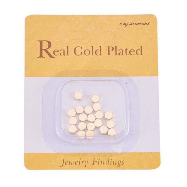 5d66f0b66099377b967bab3058fec320 Real 18K Gold Plated Brass Hexagon Spacer Beads, Nickel Free, 5x5.5x3mm, Hole: 1.5mm, 20 pcs/ bag