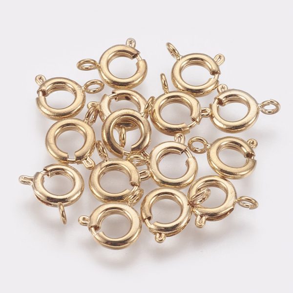 60df16d79b22bb5c141053dd69c743d9 Real 18K Gold Plated Brass Spring Ring Clasps, Nickel Free, 10x7x2mm, Hole: 1.5mm, 20 pcs/ bag