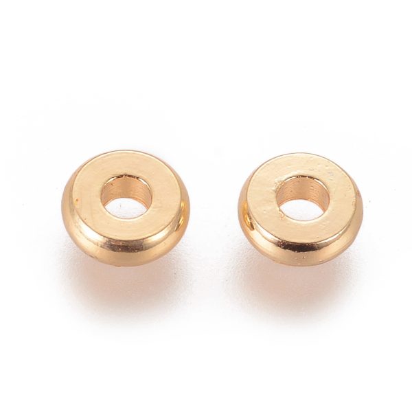 610baea0931503f5ee74ddbbdc64aed6 Real 18K Gold Plated Brass Disc Spacer Beads, 4x1mm, Hole: 1.2mm, 20 pcs/ bag