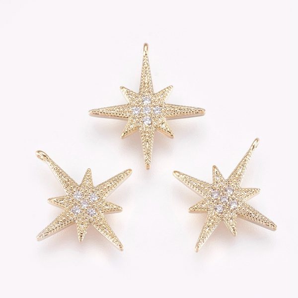 6c602cdb04a6969dd8e7890591eb95be Real 18K Gold Plated Brass Star Charms, Micro Pave Cubic Zirconia Pendants, Nickel Free, 17.5x15.5x2mm, Hole: 1mm, 2 pcs/ bag