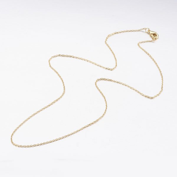 7131f31c3f90b87bafde46eae1923f11 Real 18K Gold Plated Brass Chain Necklaces Making with Lobster Claw Clasps, Cross/Rolo Chain, 17.7 inches(45cm), 1 pcs/ bag
