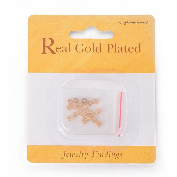 74f1cc8a5dfff1f60031440b484585d8 Real 18K Gold Plated Brass Disc Spacer Beads, 4x1mm, Hole: 1.2mm, 20 pcs/ bag