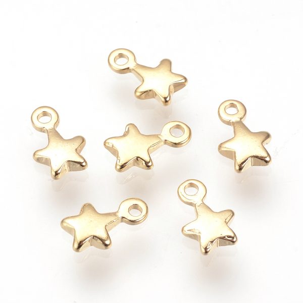 75d30a4413375cd932c2bbd7e4b629ea Real 18K Gold Plated Brass Star Charms, Nickel Free, 7x4.5x1.5mm, Hole: 1mm, 20 pcs/ bag