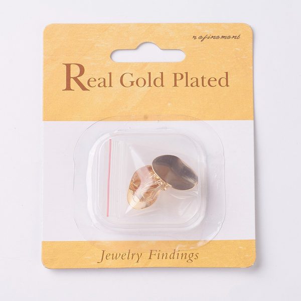 82a15de58b0b91a59148235f7de30e44 Real 18K Gold Plated Brass Clip-on Earring Findings, Nickel Free, 20x14.5mm, Hole: 2mm, 2 pcs/ bag