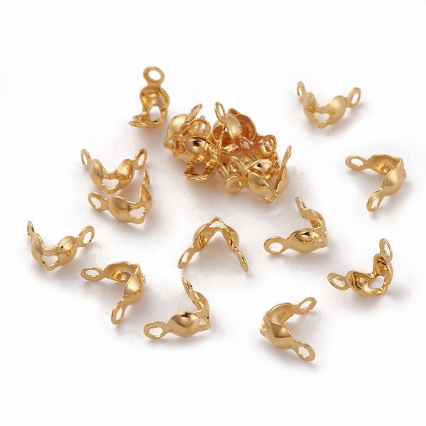 86eb5e2b375d92d1959309d4a15de66f Real 18K Gold Plated Brass Bead Tips, Calotte Ends, Clamshell Knot Cover, Nickel Free, 8x4x4mm, Hole: 1mm; Inner Diameter: 3mm, 20 pcs/ bag