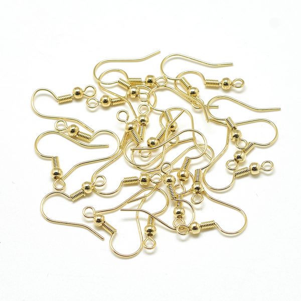 89ede9d16adfbc8f895673a9995d2c97 Real 18K Gold Plated Brass Earring Hooks, 18x18x3mm, Hole: 1.5mm; Pin: 0.8mm, 20 pcs/ bag