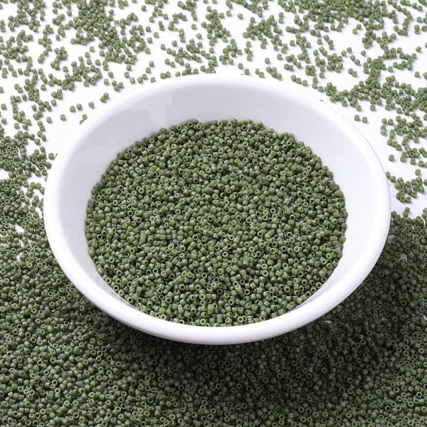 8b43e5e4fc25e07a248f795b87c2681c MIYUKI DB0391 Delica Beads 11/0 - Matte Opaque Olive Luster, 100g/bag