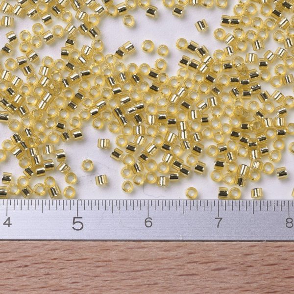 SEED J020 DB0042 2 MIYUKI DB0042 Delica Beads 11/0 - Transparent Silver-Lined Gold, about 2000pcs/10g