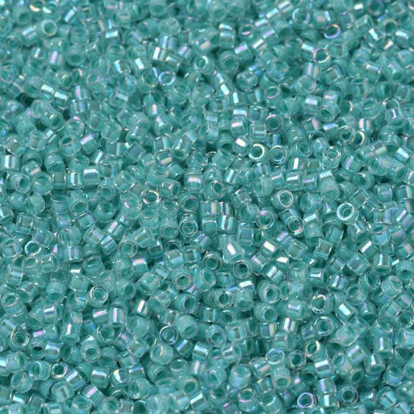 SEED J020 DB0079 1 MIYUKI DB0079 Delica Beads 11/0 - Transparent Turquoise Green Lined Crystal AB, about 2000pcs/10g
