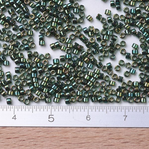 SEED J020 DB0125 2 MIYUKI DB0125 Delica Beads 11/0 - Transparent Emerald Gold Luster, about 2000pcs/10g