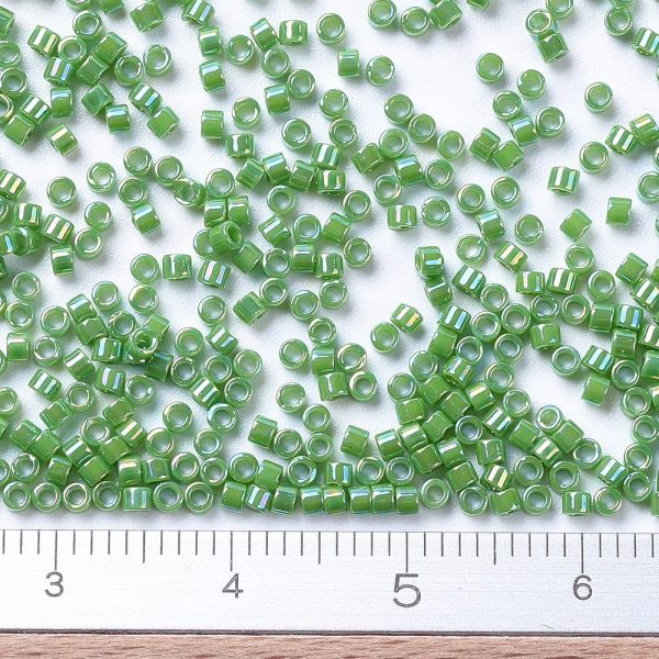 SEED J020 DB0163 2 MIYUKI DB0163 Delica Beads 11/0 - Opaque Green AB, 100g/bag