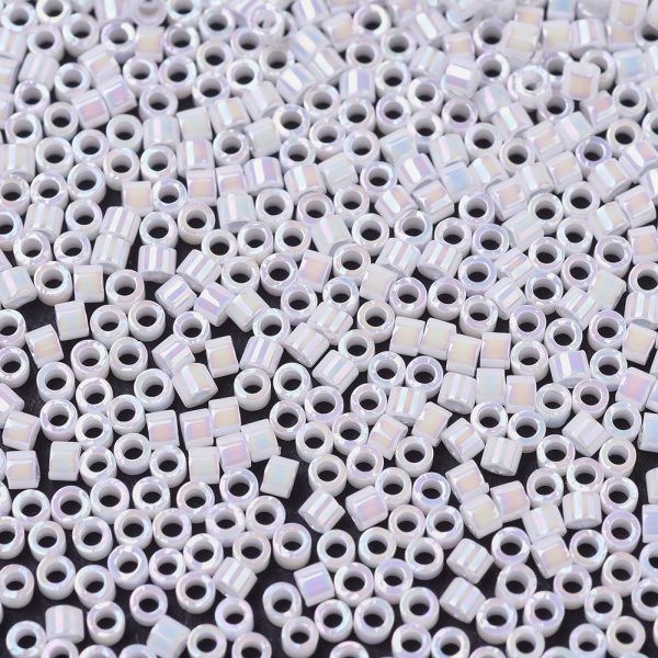SEED J020 DB0202 1 MIYUKI DB0202 Delica Beads 11/0 - Opaque White Pearl AB, about 2000pcs/10g