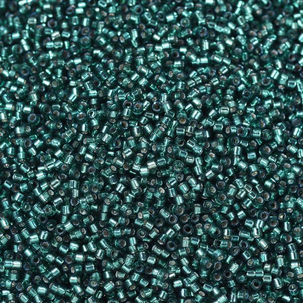 SEED J020 DB0607 1 MIYUKI DB0607 Delica Beads 11/0 - Transparent Dyed Silver Lined Teal,