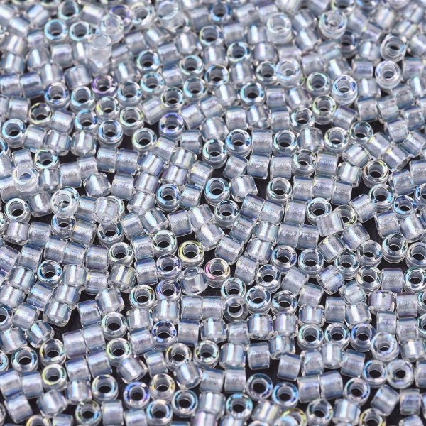 SEED J020 DB1671 1 MIYUKI DB1671 Delica Beads 11/0 - Transparent Pearl Lined Crystal AB, 100g/bag
