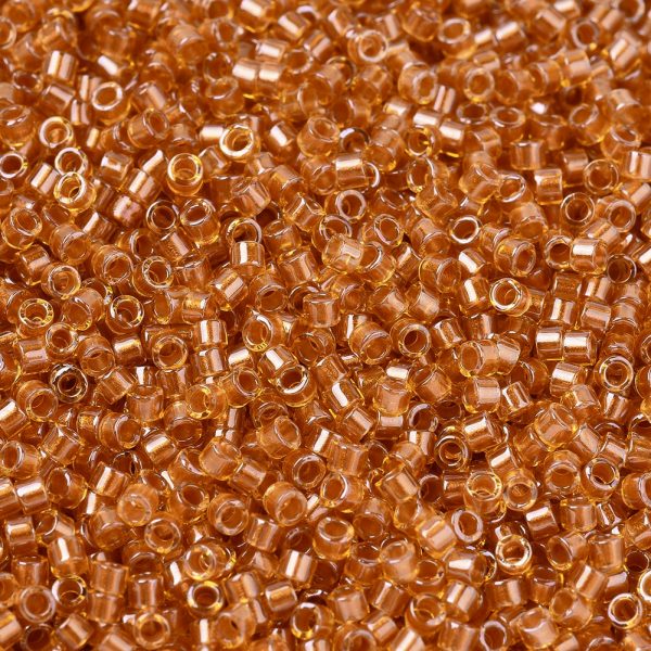 SEED J020 DB1702 1 MIYUKI DB1702 Delica Beads 11/0 - Transparent Copper Pearl Lined Marigold, 100g/bag