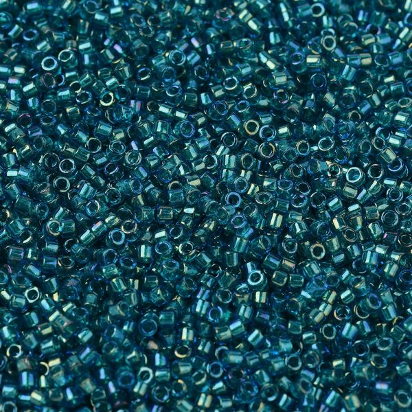 SEED J020 DB1764 1 MIYUKI DB1764 Delica Beads 11/0 - Transparent Emerald Lined Aqua AB, 100g/bag