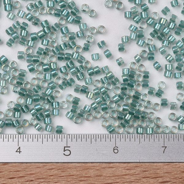 SEED J020 DB1767 2 MIYUKI DB1767 Delica Beads 11/0 - Transparent Sparkling Aqua Green Lined Crystal AB, 10g/bag