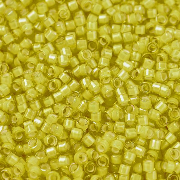 SEED J020 DB1776 1 MIYUKI DB1776 Delica Beads 11/0 - Transparent White Lined Yellow AB, 100g/bag