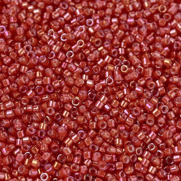 SEED J020 DB1780 1 MIYUKI DB1780 Delica Beads 11/0 - Transparent White Lined Flame Red AB, 100g/bag