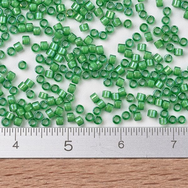 SEED J020 DB1787 2 MIYUKI DB1787 Delica Beads 11/0 - Transparent White Lined Green AB, 100g/bag