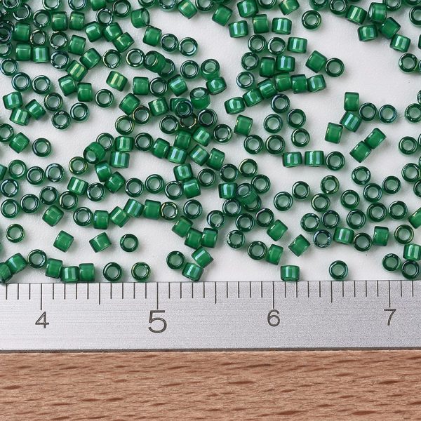 SEED J020 DB1788 2 MIYUKI DB1788 Delica Beads 11/0 - Transparent White Lined Emerald AB, 10g/bag