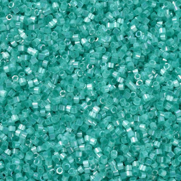 SEED J020 DB1869 1 MIYUKI DB1869 Delica Beads 11/0 - Silk Inside Dyed Aqua Green AB, 100g/bag