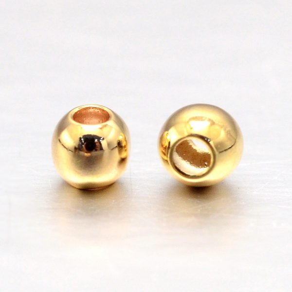 X KK L147 197 3mm NR 1 Real 18K Gold Plated Brass Round Spacer Beads, Lead Free & Cadmium Free & Nickel Free, 3mm, Hole: 1mm, 50 pcs/ bag