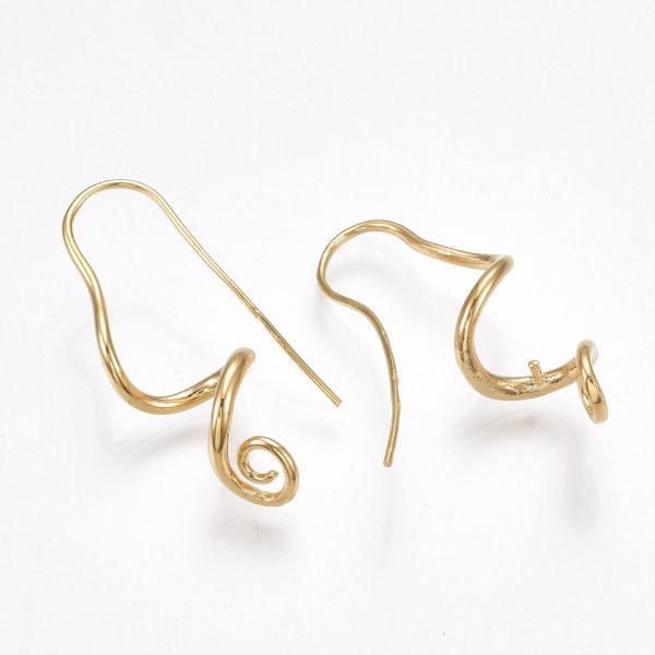 X KK T038 241G 1 Real 18K Gold Plated Brass Earrings, with 925 Sterling Silver Pins, Nickel Free, 32x10mm; Pin: 0.8mm, 2 pcs/ bag