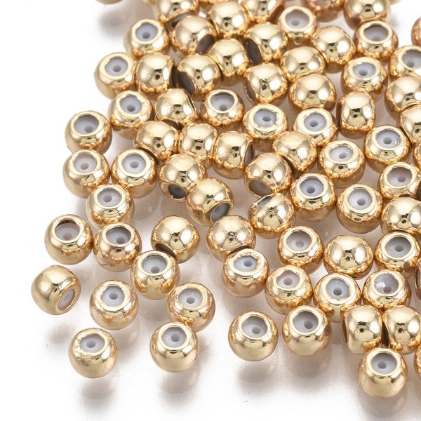 X KK T063 004A NF Real 18K Gold Plated Brass Sliding Adjustable Rubber Stopper Beads, Nickel Free, 3x2.5mm, Hole: 1.5mm; Rubber Hole: 0.5mm, 10 pcs/ bag
