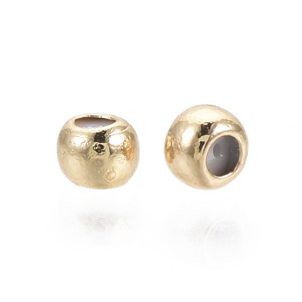 X KK T063 004A NF 1 Real 18K Gold Plated Brass Sliding Adjustable Rubber Stopper Beads, Nickel Free, 3x2.5mm, Hole: 1.5mm; Rubber Hole: 0.5mm, 10 pcs/ bag