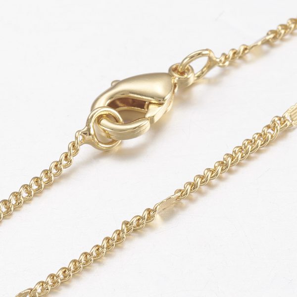 X MAK L009 11G Real 18K Gold Plated Brass Chain Necklaces Making, with Lobster Claw Clasps, 17.5 inches(44.5cm), 1 pcs/ bag