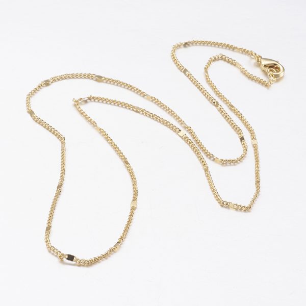 X MAK L009 11G 1 Real 18K Gold Plated Brass Chain Necklaces Making, with Lobster Claw Clasps, 17.5 inches(44.5cm), 1 pcs/ bag