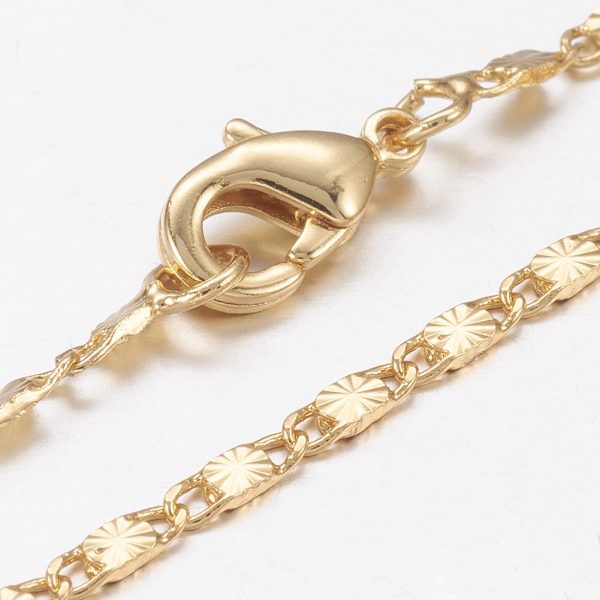 X MAK L009 17G Real 18K Gold Plated Brass Chain Necklaces Making, with Lobster Claw Clasps, 17.7 inches(45cm), 2mm, 1 pcs/ bag