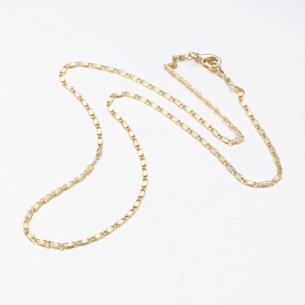 X MAK L009 17G 1 Real 18K Gold Plated Brass Chain Necklaces Making, with Lobster Claw Clasps, 17.7 inches(45cm), 2mm, 1 pcs/ bag