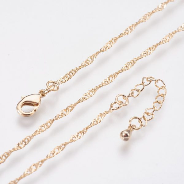 X NJEW K112 11G NF Real 18K Gold Plated Brass Chain Necklaces, with Lobster Claw Clasp, Nickel Free, 18.1 inches (46cm), 1.5mm, 1 pcs/ bag